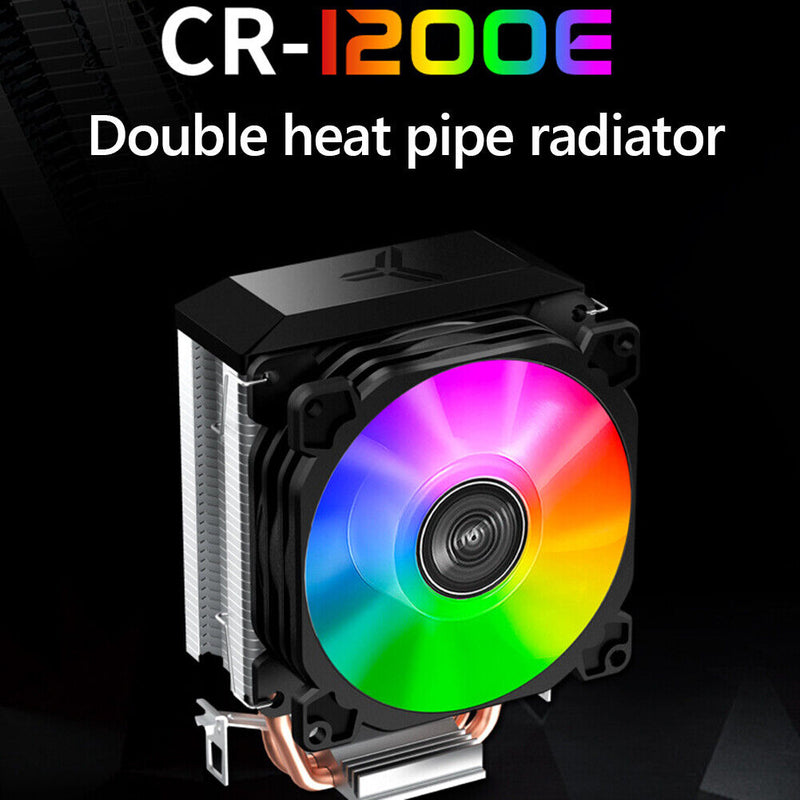 CR1200E 2 Heat Pipe CPU Cooler RGB 3Pin Cooling Fans Heatsink Light Fan Radiator