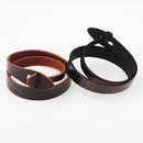 Unisex European Twine Leather Bracelet Braided Bangle Wristband (Brown)