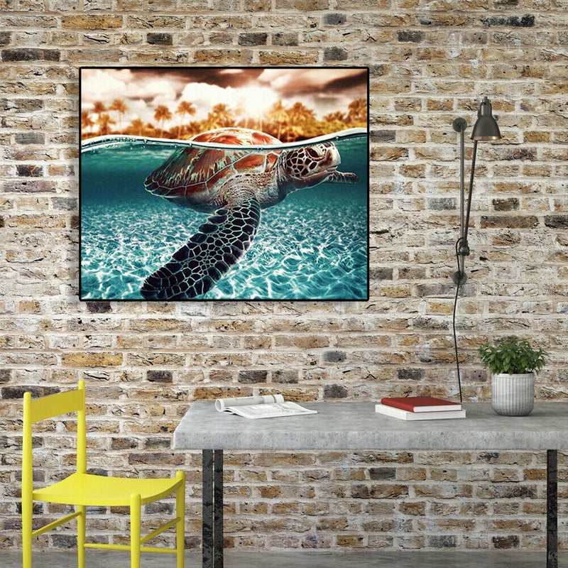 Painting By Numbers DIY Sea Turtle Hand Painted Canvas Oil Art Picture Craft Kit