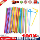 100 Pcs Flexible Plastic Bendy Mixed Colours Party Disposable Drinking Stra
