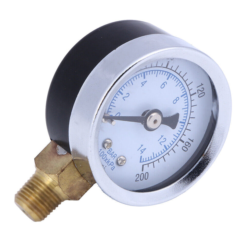 Metal 1/8" NPT Metal Air Pressure Meter Hydraulic Pressure Gauge 200 PSI Side