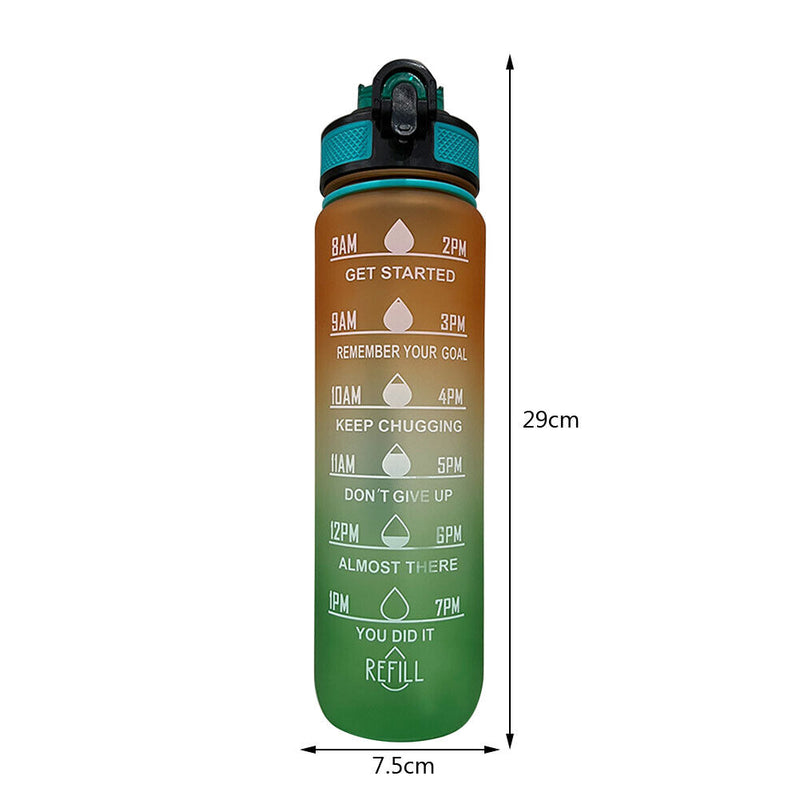 1L Sports Water Bottle with Marker Large Capacity Fitness Drink Cups (E) Newly