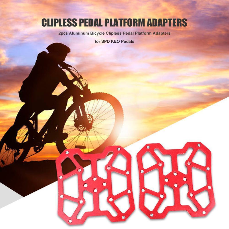 2pcs Bicycle Clipless Pedal Platform Adapters for SPD KEO Pedals (Red) Newly