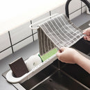 Telescopic Sink Shelf Towel Bar Sponge Drainer Storage Rack Basket (White) Newly