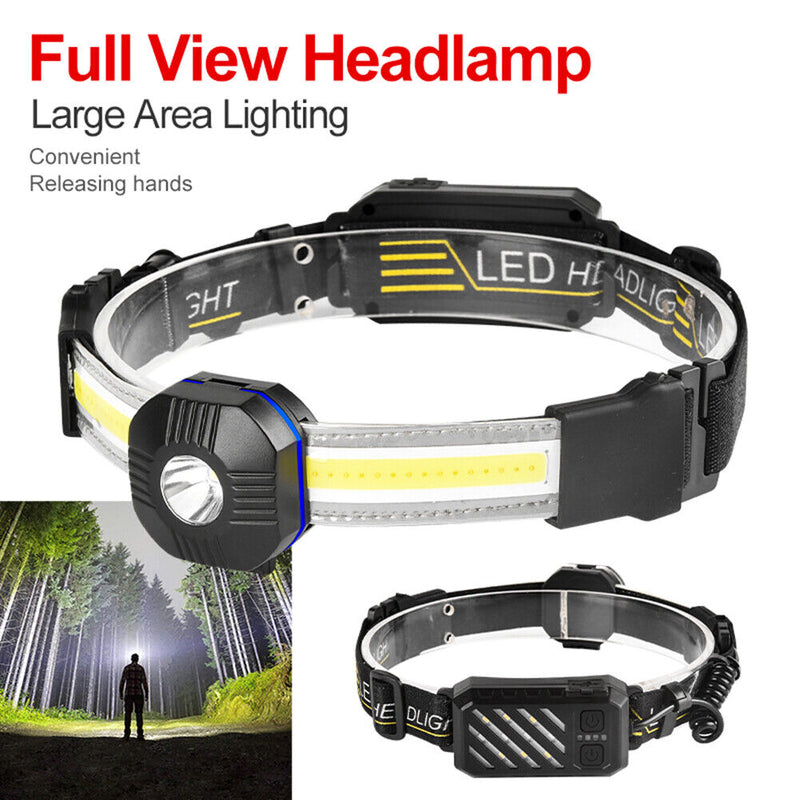LED Headlamp XPG+COB Sensor Waterproof 2500LM USB Rechargeable Camping Headlight