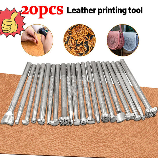 20PCS Manual Leather Craft Carving Embossing Beveler Tools Kit New_