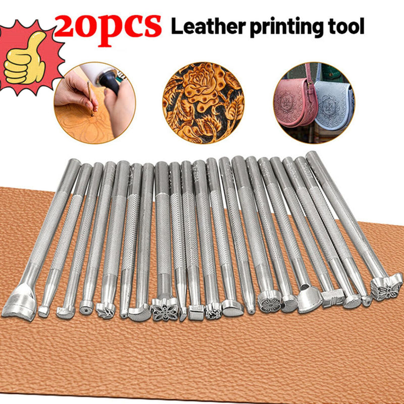 20PCS Manual Leather Craft Carving Embossing Beveler Tools Kit New_
