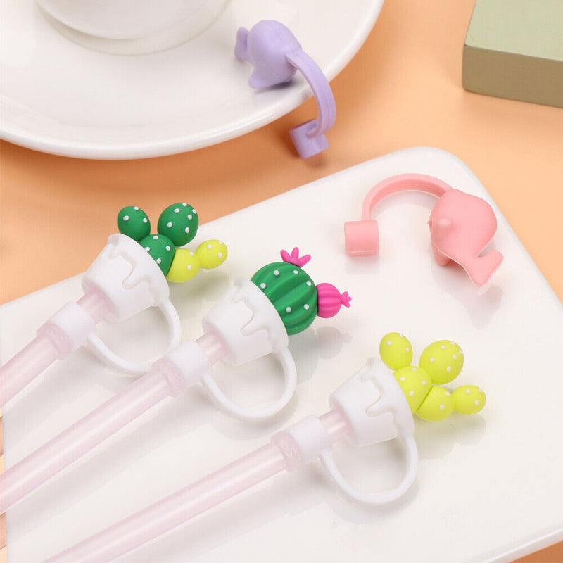 Drinking Dust Cap Cup Accessories Silicone Straw Plug Cartoon Plugs Cover