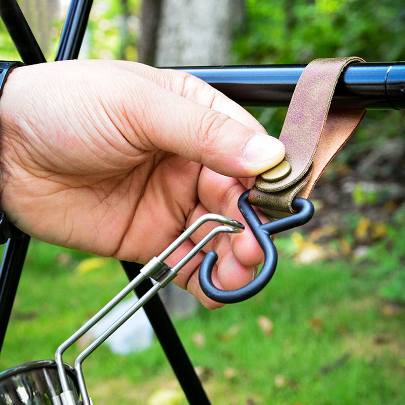 Camping Leather Hook - Pack of 4 Outdoor Picnic Tableware Movable Storage Hoo