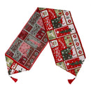 Christmas Printed Table Flag Embroidered Long Table Runner Tabletop Decoratio