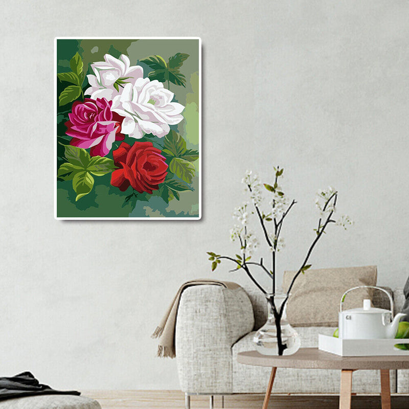 Painting By Numbers Flower Hand Painted Oil Drawing Wall Picture DIY Decor Kit