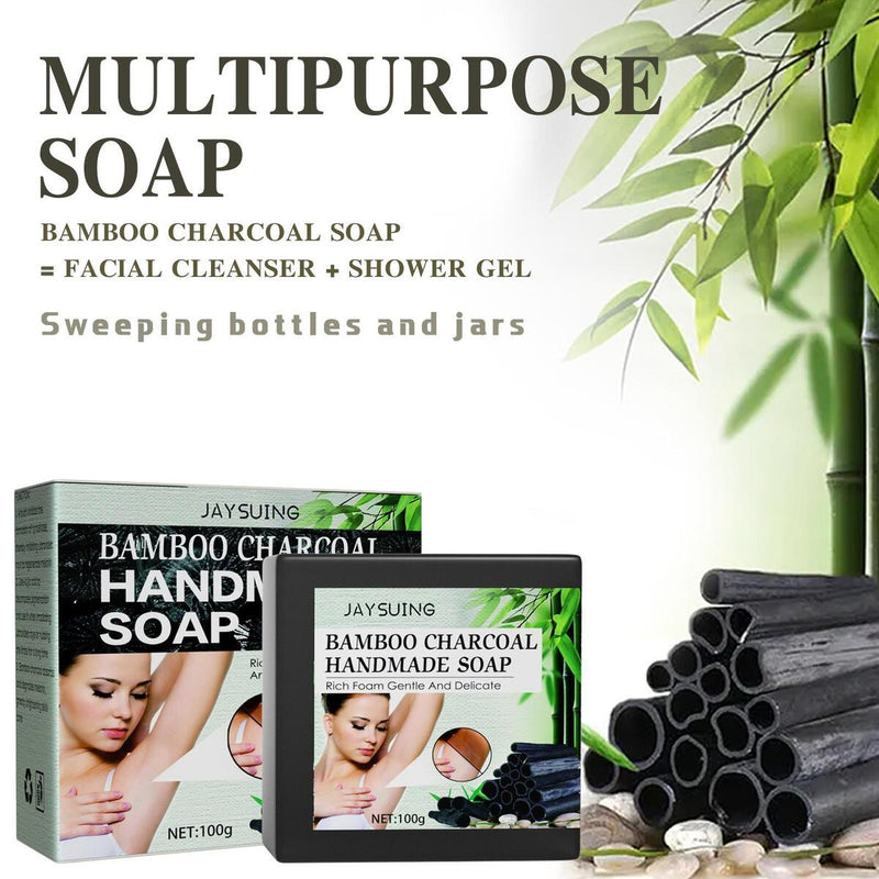 100g Women Bamboo Charcoal Armpit Whitening Handmade Soap Skin Cleansing_