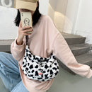 Women Plush Cow Print Chest Bag Casual Pendant Crossbody Shoulder Packs (2)