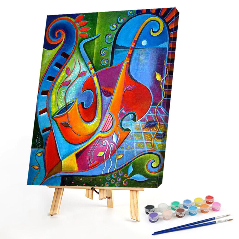Musical Instrument Oil Paint By Numbers Hand Painted Wall Art Craft Home Deco