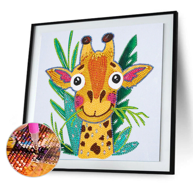 Partial Special Diamond Painting Cartoon Giraffe Head Rhinestone Mosaic Picture