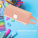 Korean Large Capacity Pencil Case Bags Zipper Solid Stationery Box (Pink) Newly