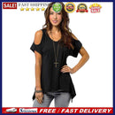 Women Off Shoulder Short Sleeve Stretch T-Shirt Loose Blouse XXL Black