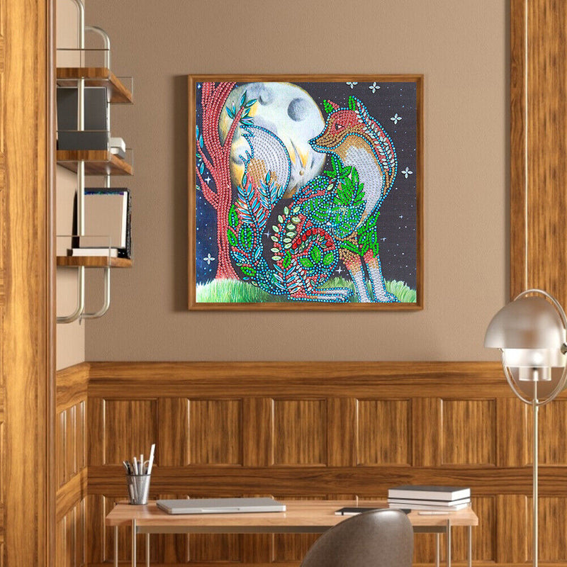 DIY Rhinestone Mosaic Wolf Part Drill Special Shape Diamond Painting Kit