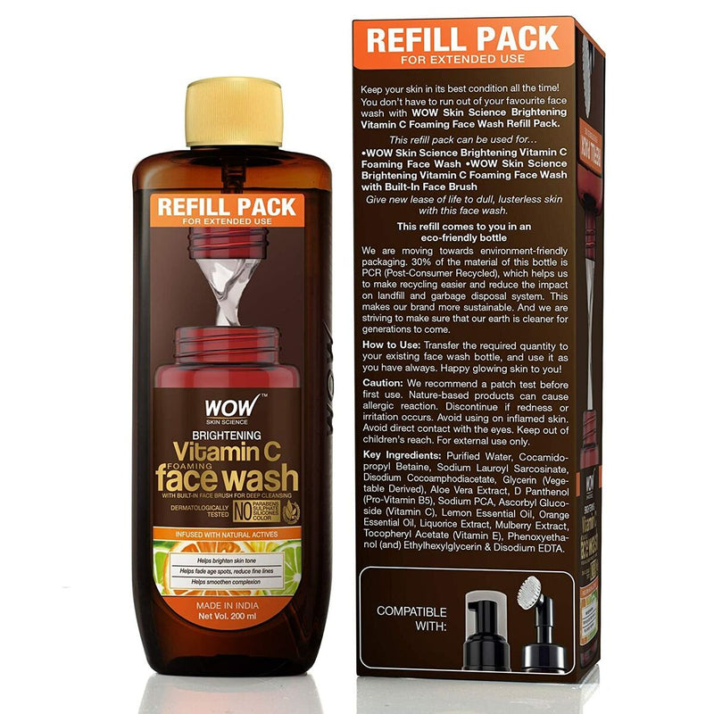 WOW Skin Science Brightening Vitamin C Foaming Face Wash Refill Pack - 200 ml