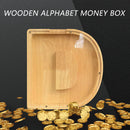 Creative Saving Box 26 English Alphabet Wooden Money Storage Box Jar (D) Newly