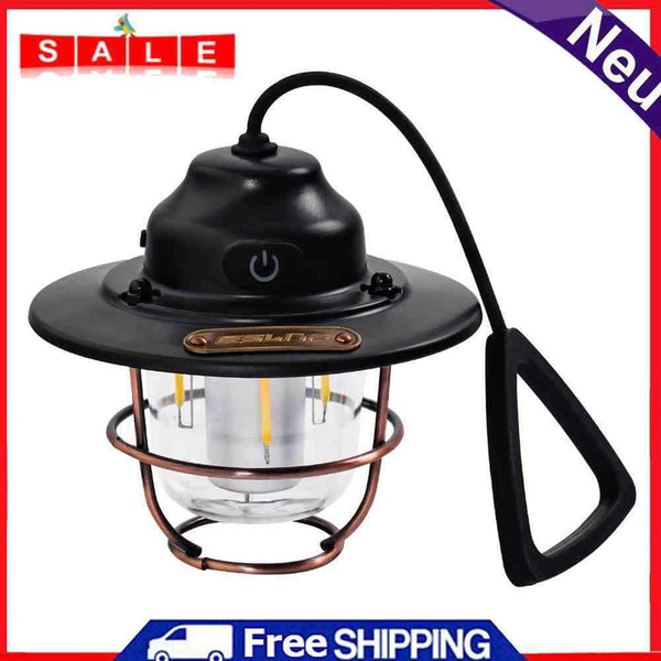 Retro LED Lanterns Hanging Emergency Outdoor Tent Camping Light (Black)