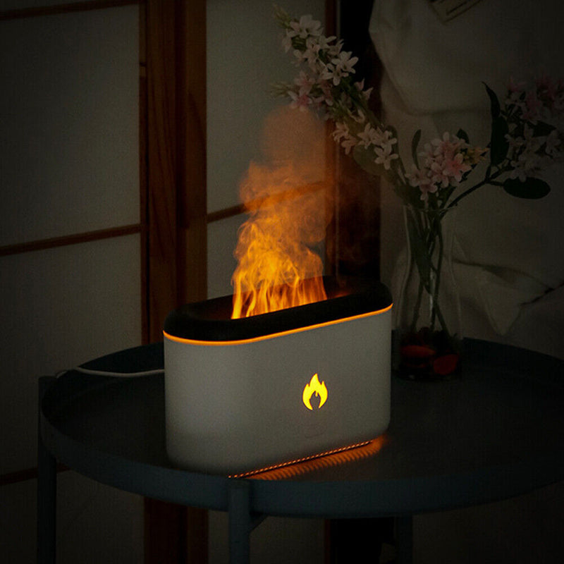 Essential Oil Diffuser Flame Humidifier Home Office Aromatherapy (White)