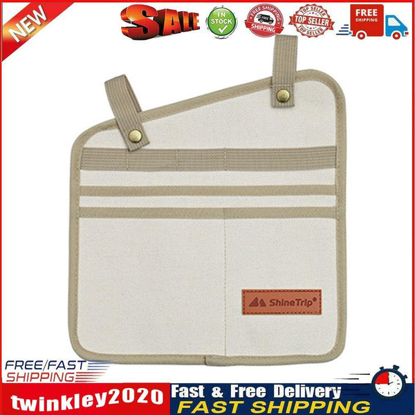 Chair Side Storage Bag Pocket Armrest Hanging for Outdoor Camping (Beige) Newly