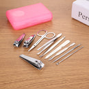 10pcs Portable Nail Cutter Stainless Steel Cuticle Pusher Dead Skin Remover Kit