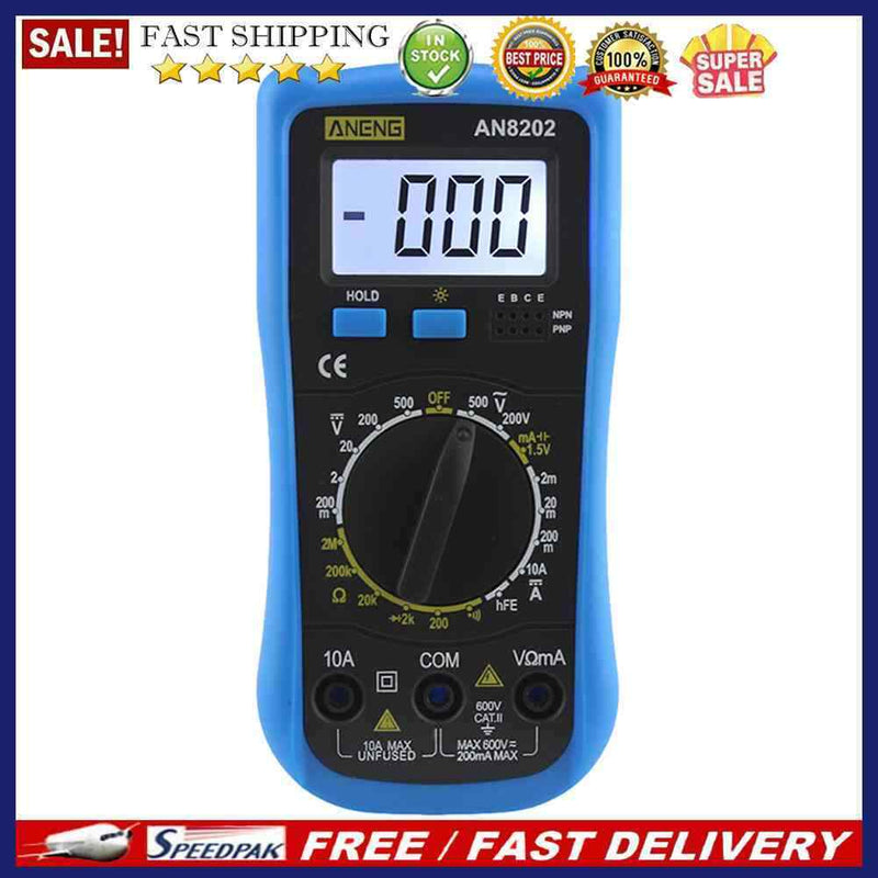 AN8202 Digital LCD Multimeter Backlight AC/DC Ohm Voltage Ammeter Tester