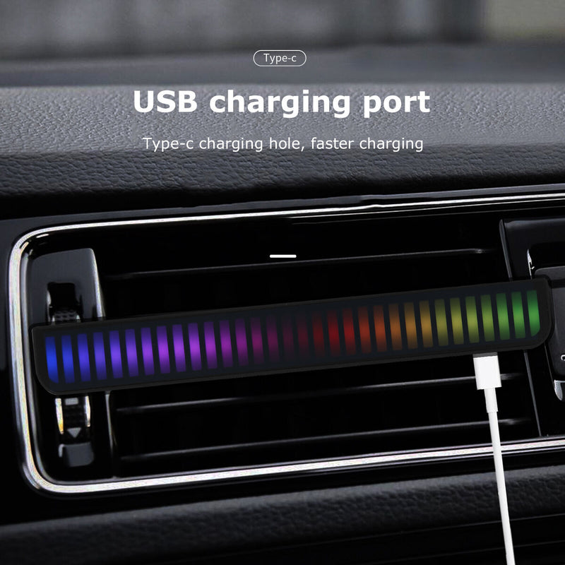 Voice-Activated Pickup Rhythm Lights RGB Stick Music Level Light (Black)