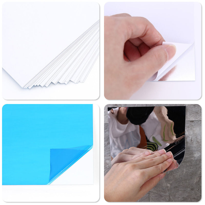 6"" Mirror Tiles 32 Pack Mirror Sheets Non Glass Mirror Tiles Self Adhesive
