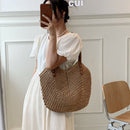 Women Hand Woven Large Shoulder Shopping Bag Bohemian Straw Beach Tote Handbags