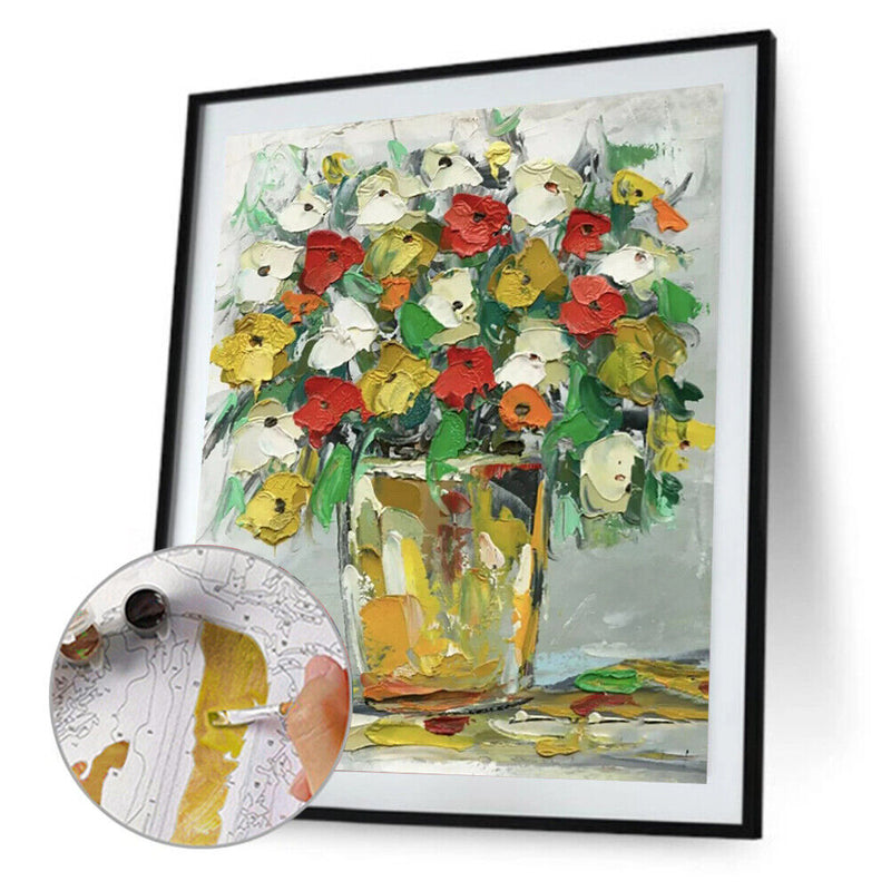 Oil Paint By Numbers Picture DIY Drawing Elegant Flower Nature Acrylic Painti