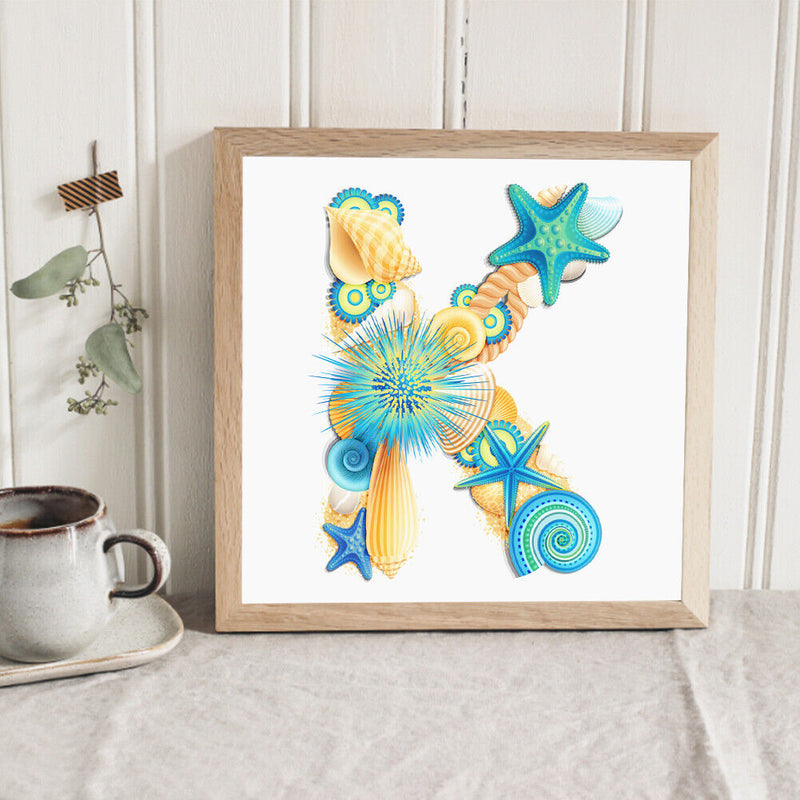 5D DIY Diamond Painting Kits Starfish Letter K Full Round Drill Art (G664)