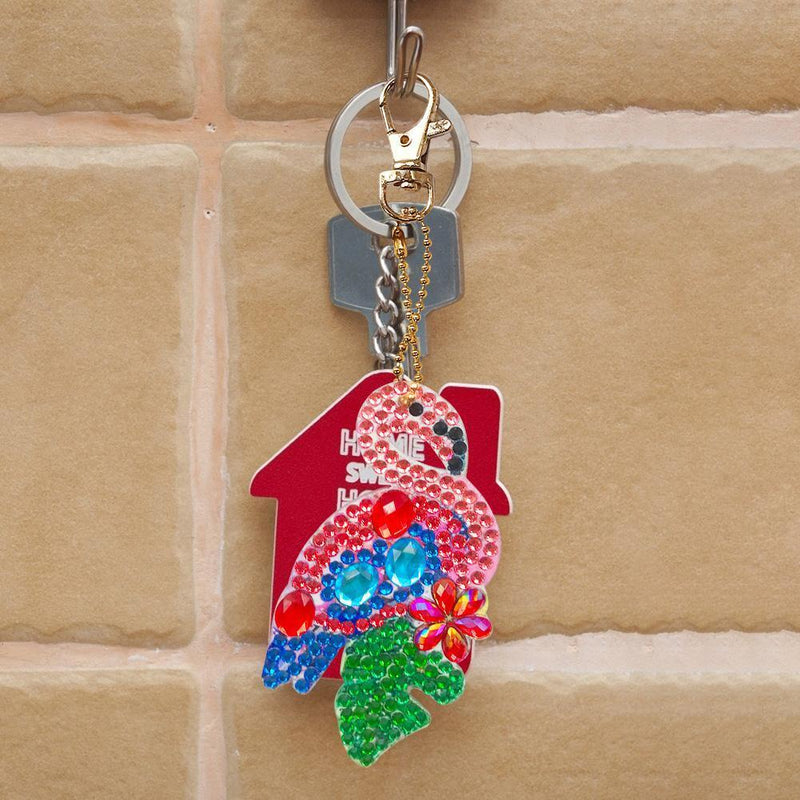 4pcs Full Drill Special Shaped Diamond Painting Bird Shape Key Ring Gift Newly