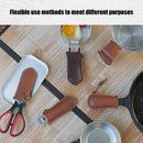 2 pcAnti-Scald Anti-Slip PU Leather Frying Pan Handle Protective CoverBrown