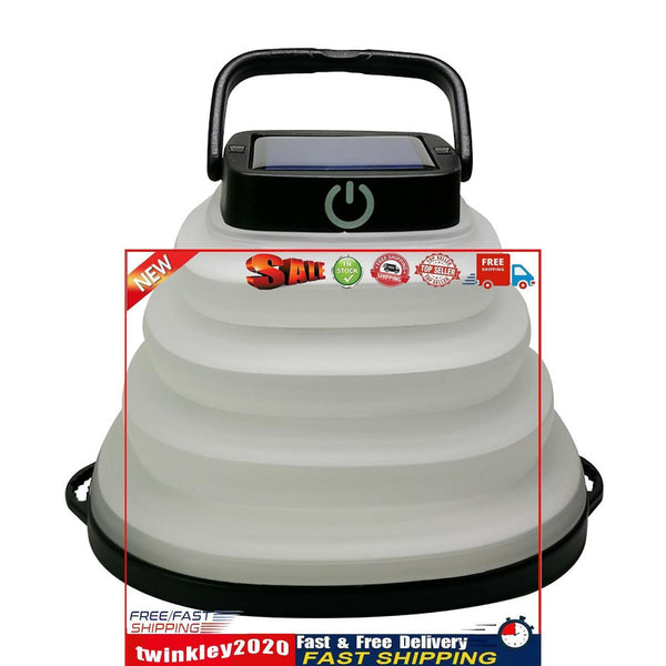 LED Solar Camping Lantern USB Rechargeable Collapsible Tent Lamp (Black) Newly