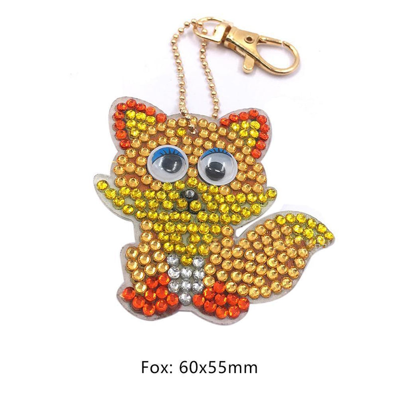 1pcs DIY Keychain Hand Made Diamond Painting Full Drill Pendants (Fox) Newly