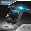 PCIE SATA 3.0 Expansion Card 6Gbs Internal Converter (1X PCIE to 10 Port) Newly
