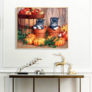 Black Cat and Pumpkin Oil Paint By Number Kit Frameless Drawing Picture
