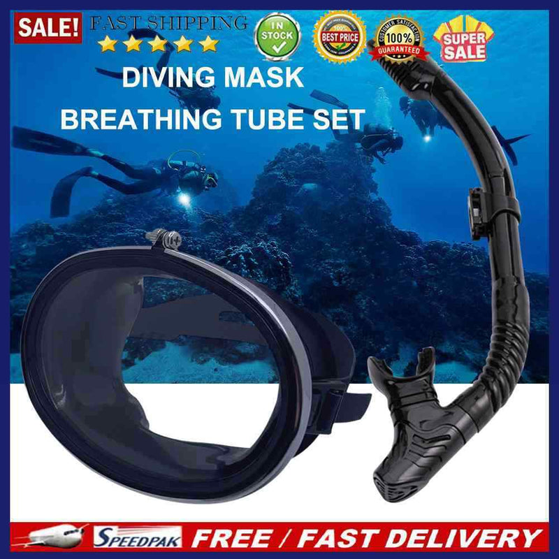 Diving Full Face Cover Goggles Breath Tube Set Underwater Snorkeling Equipment