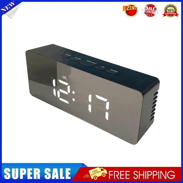 LED Mirror Alarm Clock Wake Up Light Electronic Digital Snooze Table Clock