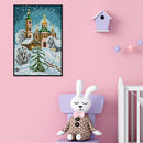 Full Embroidery Print 2 Strands Stamped Cross Stitch DIY Church in Snow 14CT Kit