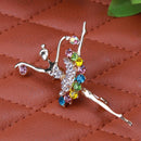 Dancing Ballet Ballerina Brooch Pin Clear AB Crystal Silvertone Fashion