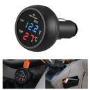 3 in 1 12/24V Car LED Digital Voltmeter Gauge+Thermometer+USB Charger(Blue)