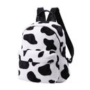 Fashion Winter Fluffy Women Soft Plush Printed Cow Backpack Girls School Ba