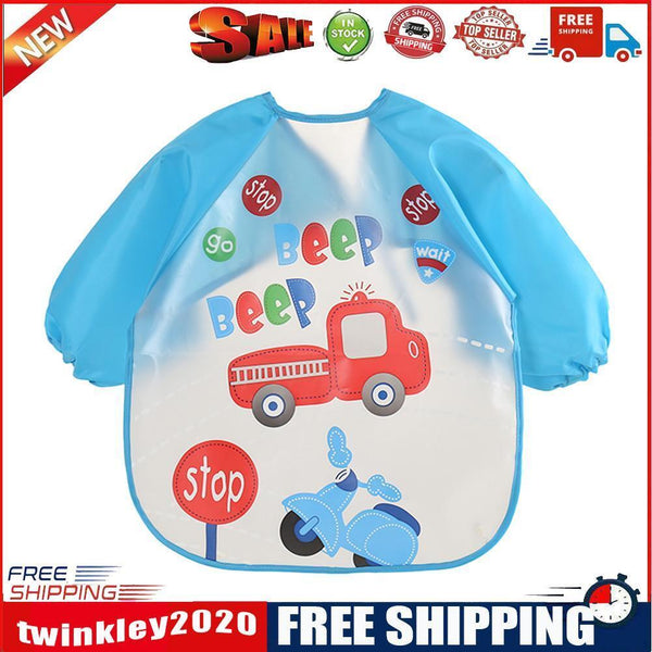 Cartoon Waterproof Unisex Baby Feeding Long Sleeve Art Apron Animal Bibs(G)