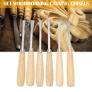 6pcs Manual Wood Carving Hand Chisel Tool Set Carpenters Woodworking Cutter