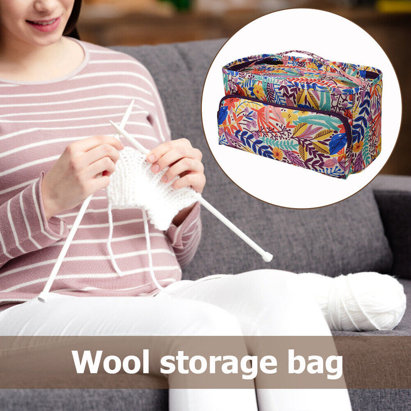 Oxford Cloth Printing Wool Crochet Storage Tote Knitting Yarn Bag (C Leaf) Newly