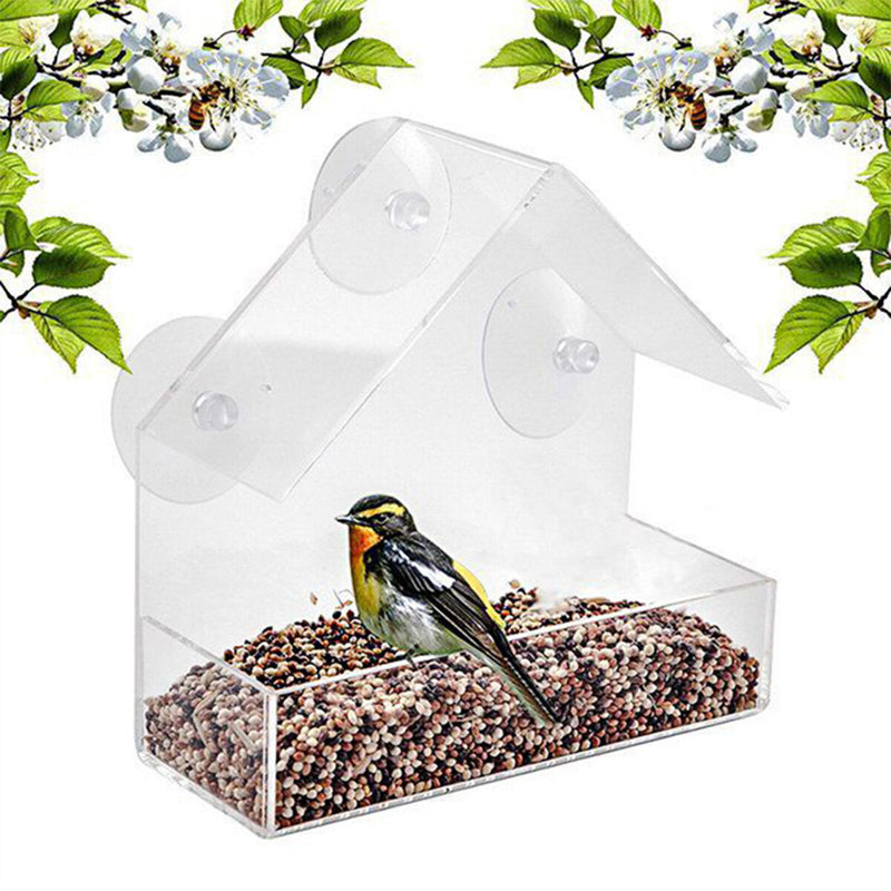 Plastic Window Bird Feeder, Transparent, Suction Cup, House Shape Birdfeeders
